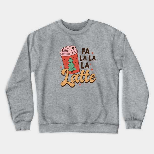 Funny Retro Latte Coffee Holiday Christmas Crewneck Sweatshirt by Mix Master Repeat